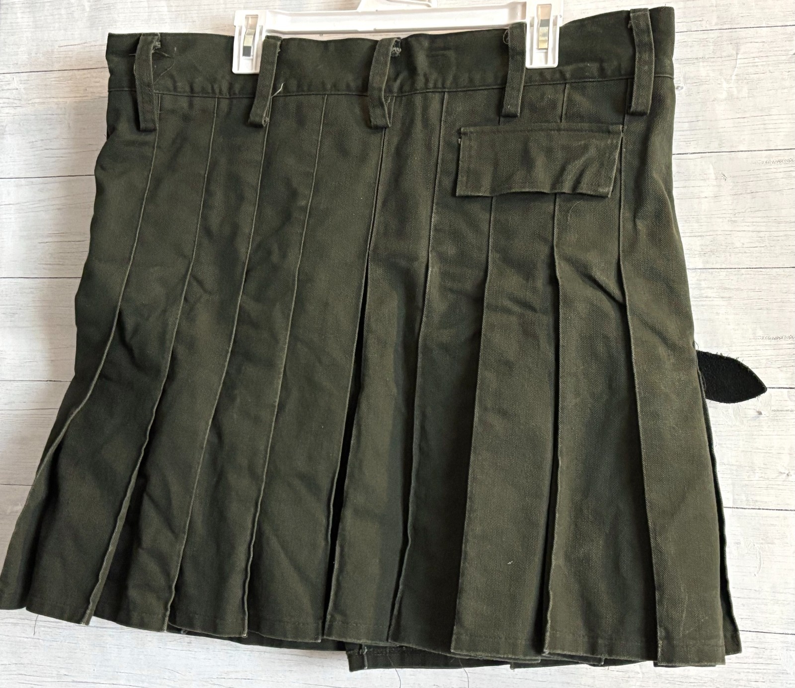 Kommando Kilts Utility Waist Size 46 48 Olive Green Pleated Buckle Pockets 2XL