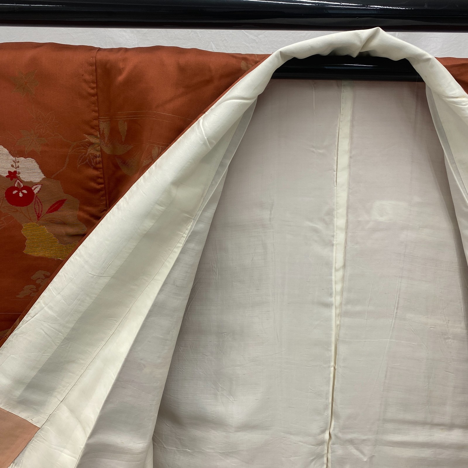 Japanese Vintage Kimono Polyester Brown Komon Traditional Authentic Length 59in