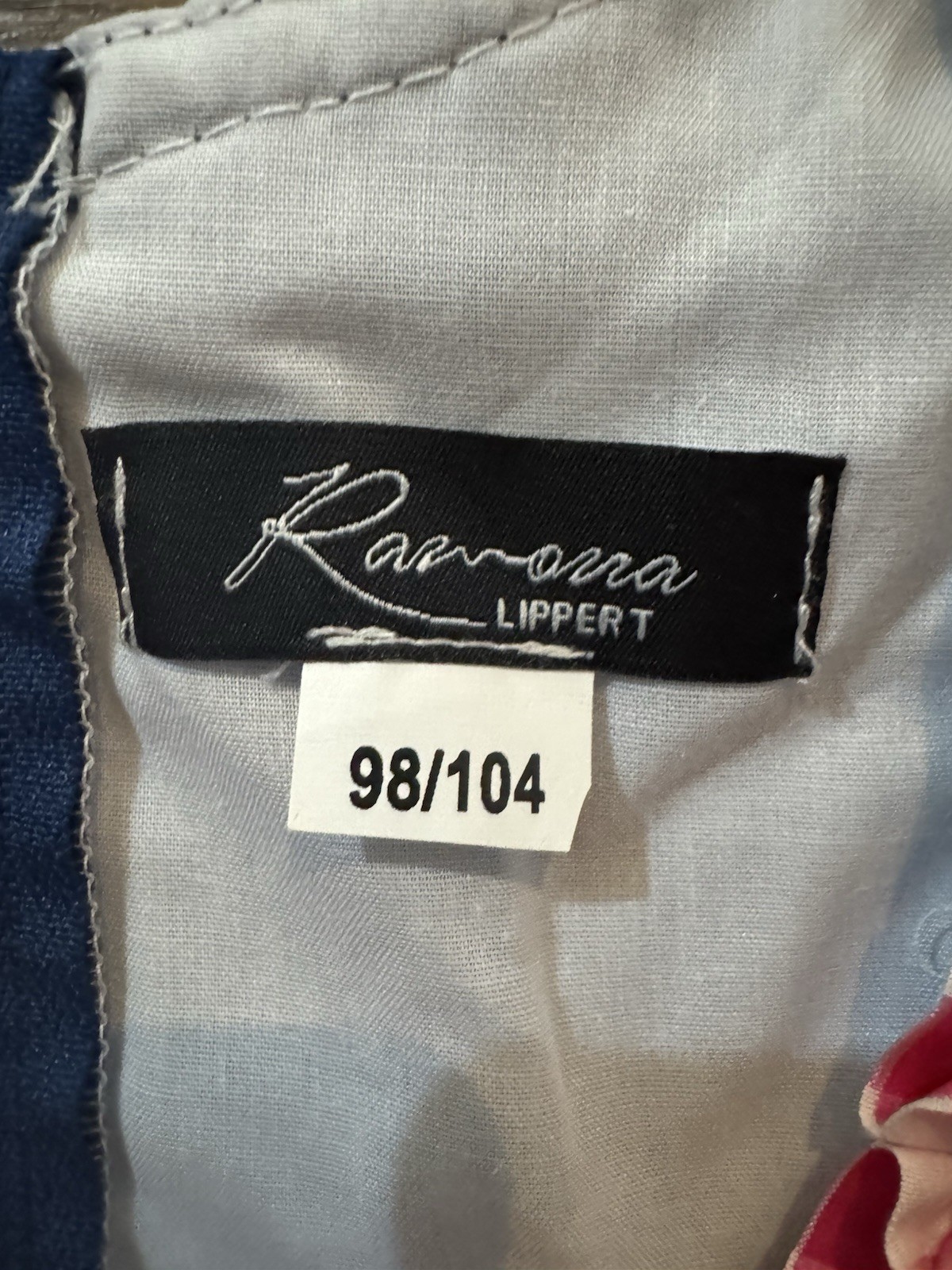 Ramona Lippert Children’s German Dirndl Dress Gingham Floral Blue Pink