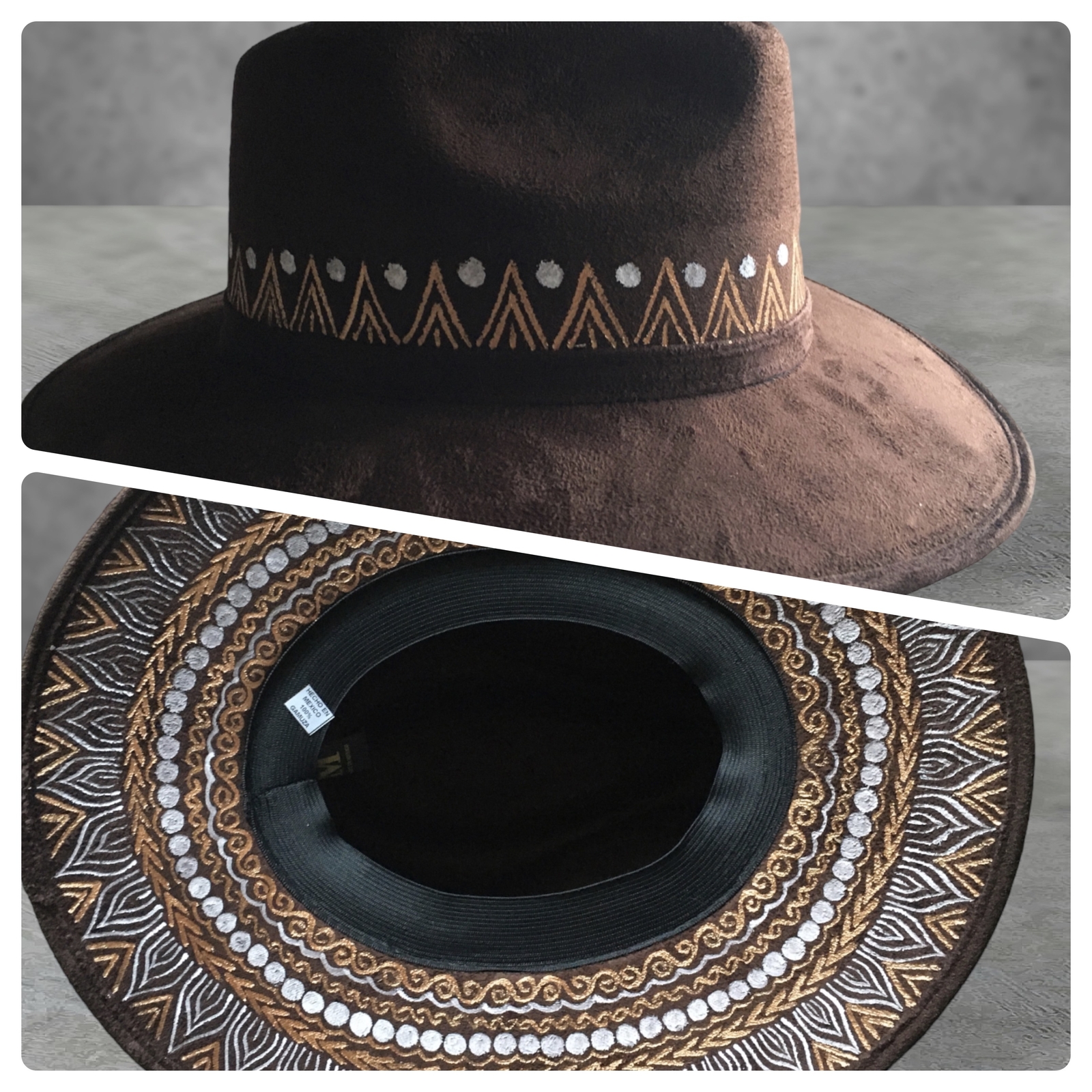 Handmade Mexican Mexican Sombrero Hat – Hand Painted Faux Suede – Artesanal