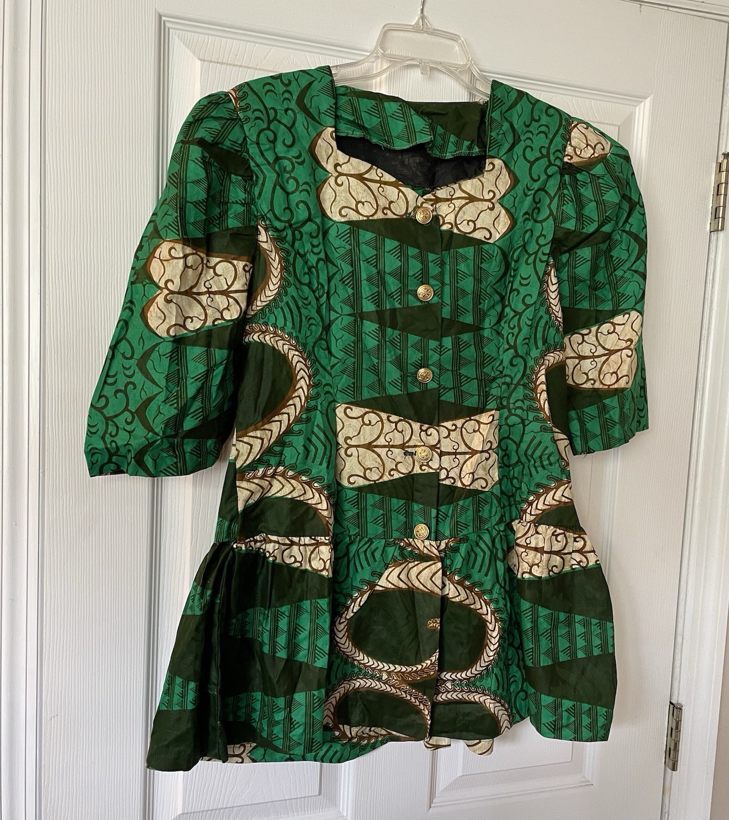 African Wax Fabric Print Two Piece Dress Set Size Small