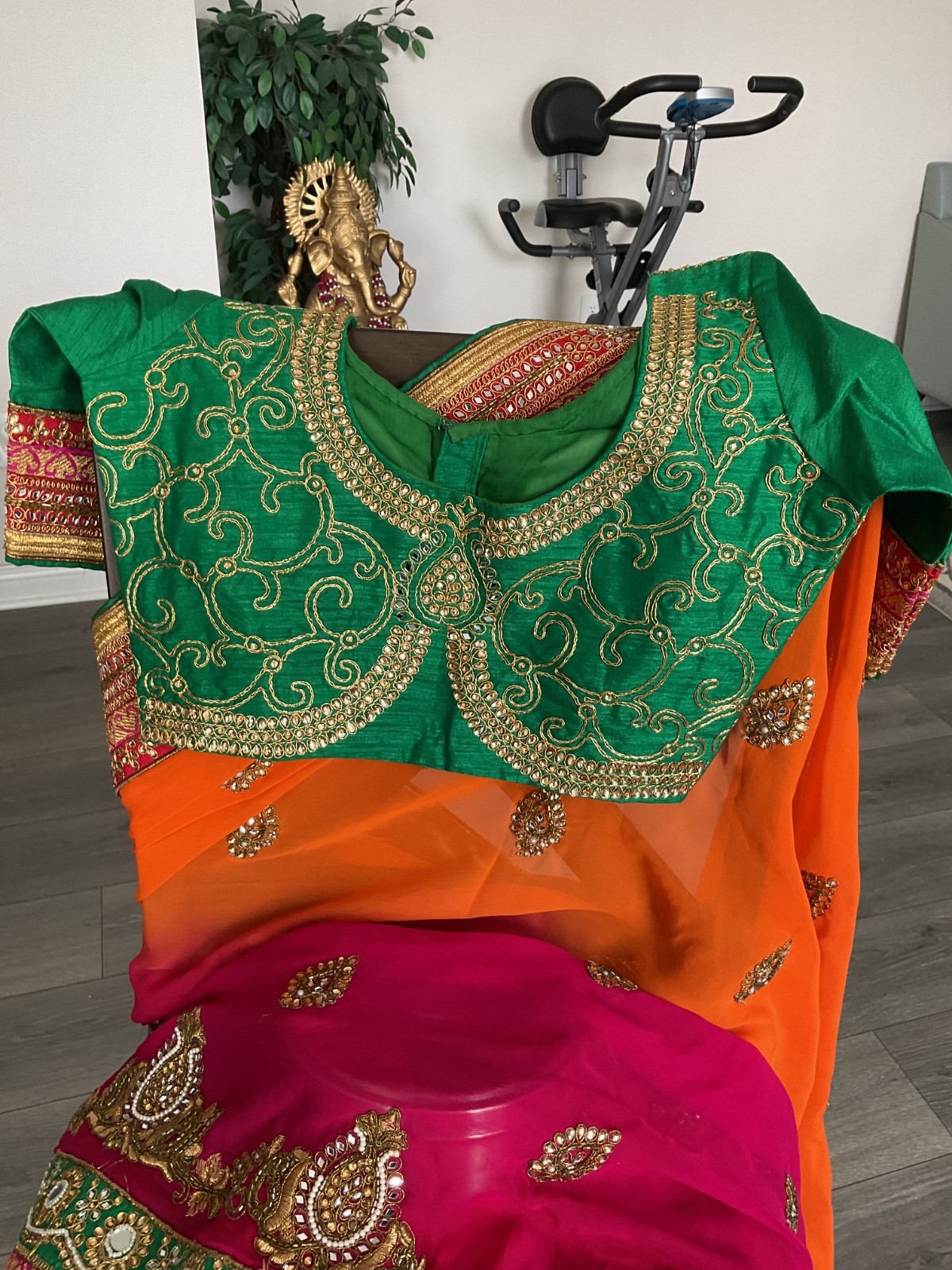 Women chiffon heavy embroider Bollywood Saree Wedding Party Festive Indian paki