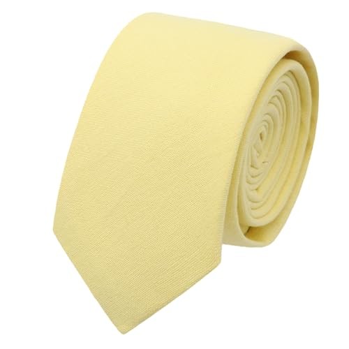 Cotton Tie 2.56” Skinny Ties for Men, Solid Color Neckties for Casual, Yellow