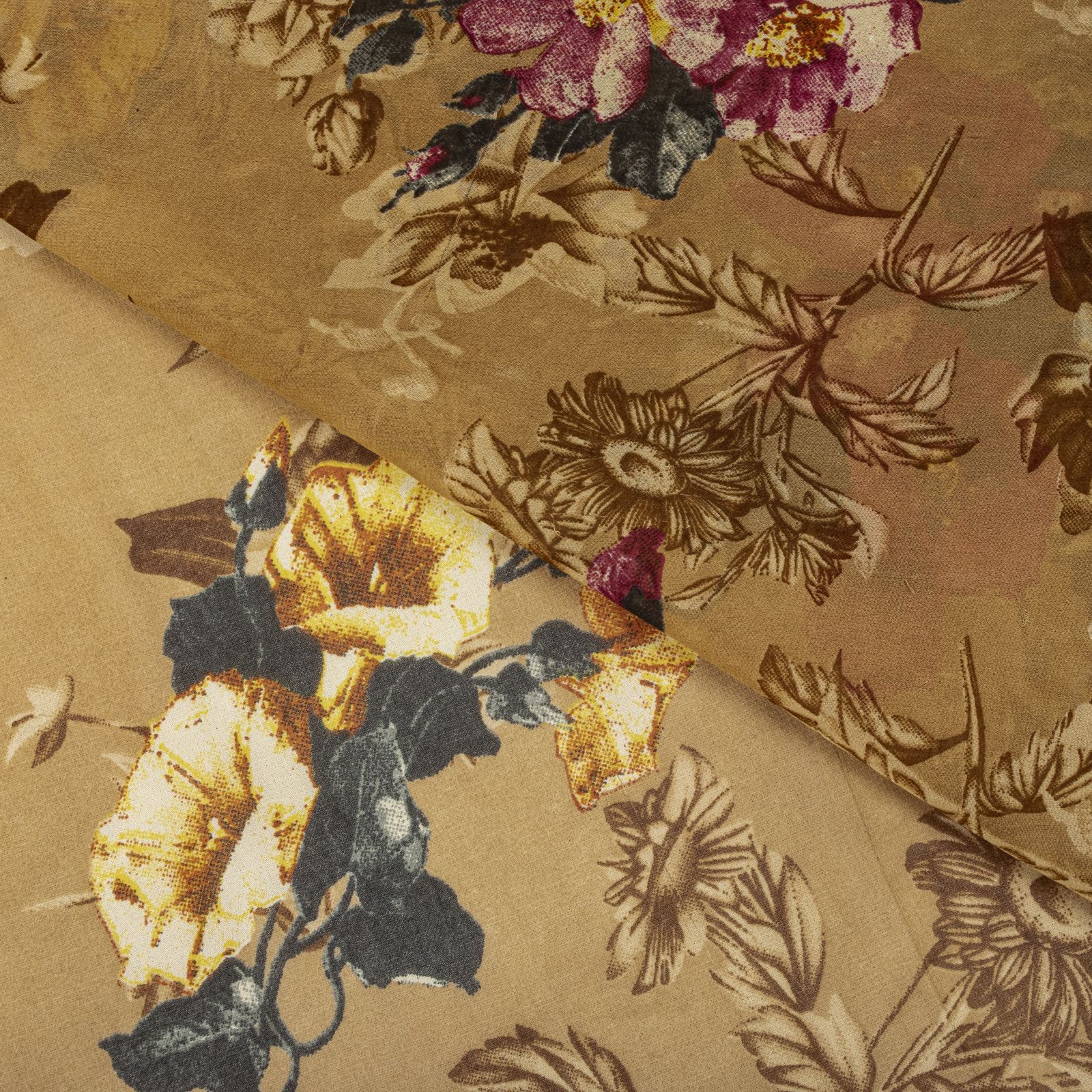 Sanskriti Vintage Saree Brown Georgette Digital Print Floral Sari 5 Yard Fabric