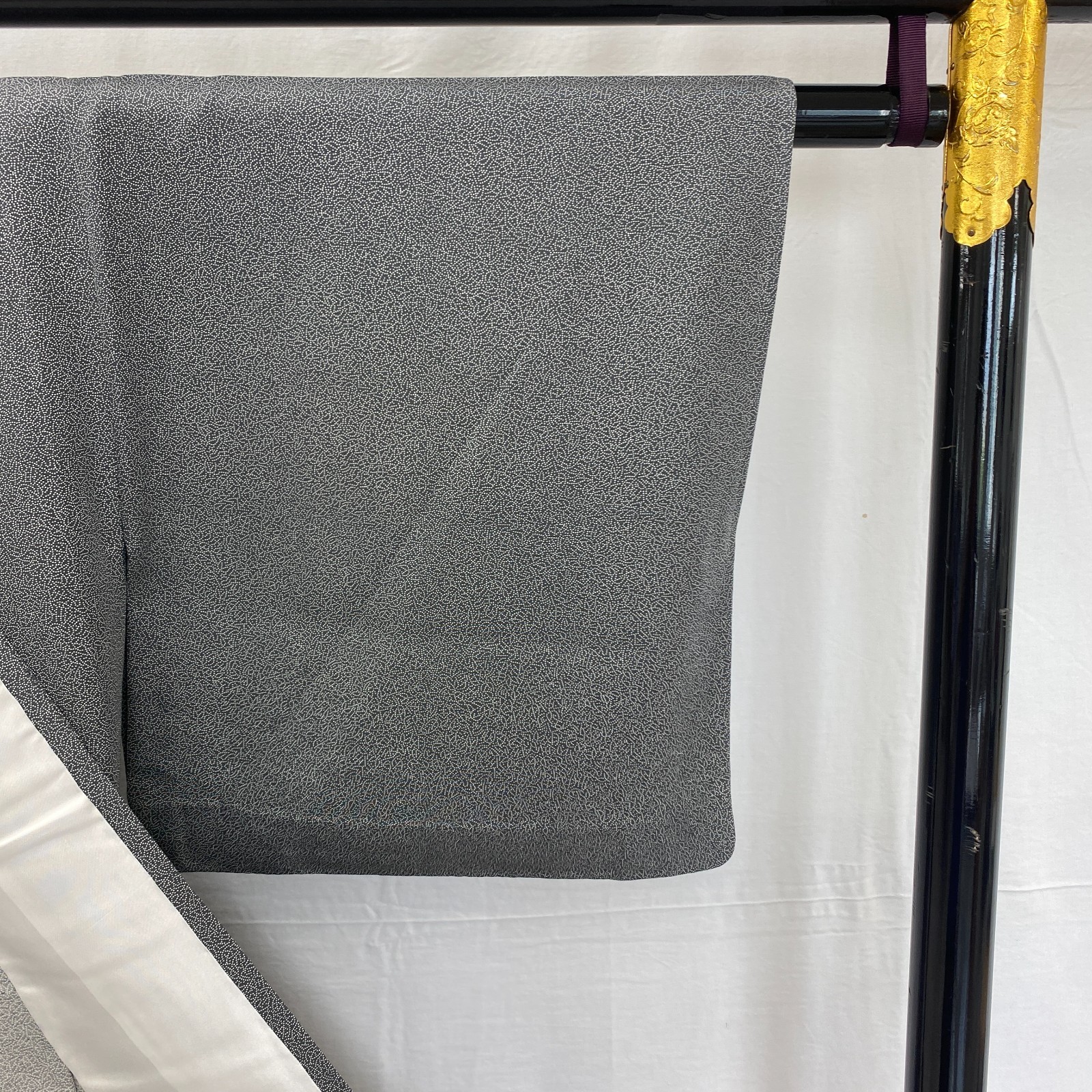 Japanese Vintage Kimono Polyester Gray No Lining Traditional Length 57in