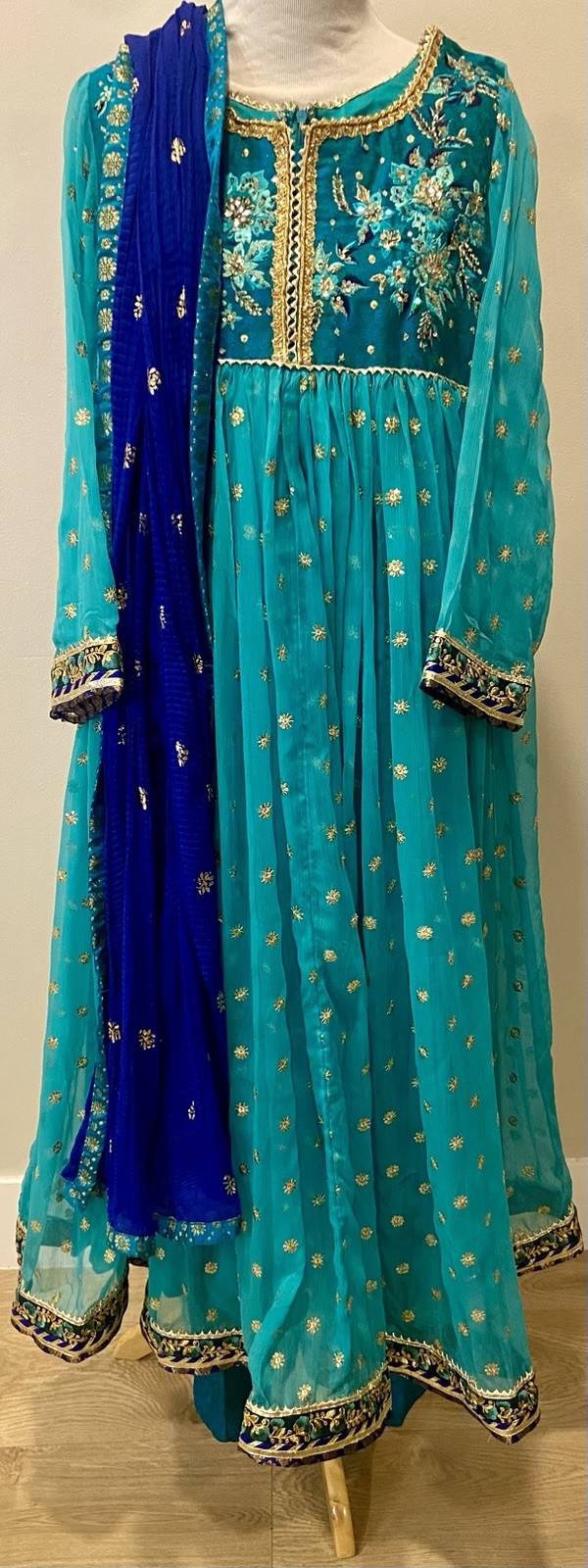 Anarkali Style 3pc Teen Set Formal Wear Size 12-13 Girls Frock Pants Duppata
