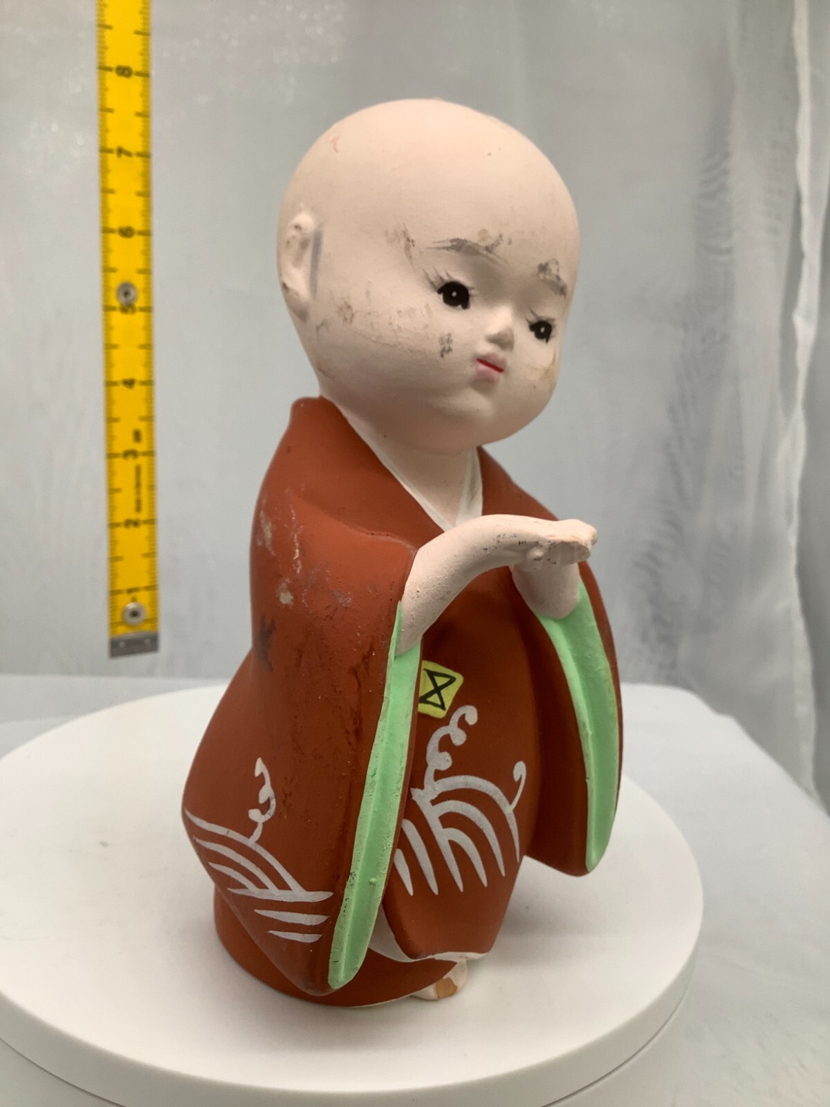 Japanese Clay Bell Ceramic Dorei Asian Antiques child kimono 3.5×2.9×7.0inch