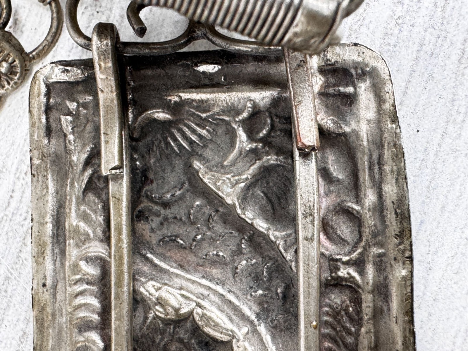Vintage Chinese Asian Dragon Silver Toned Belt Buckle Filigree Belt