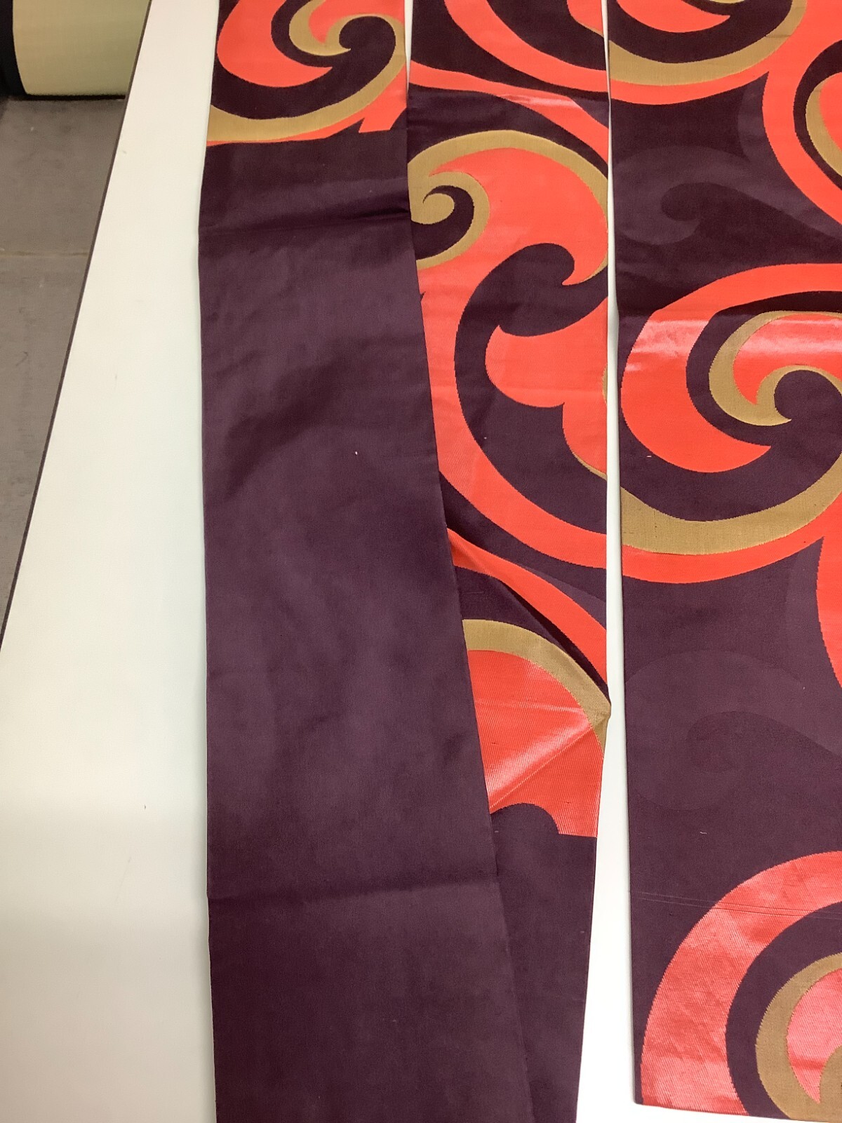 Japanese Vintage Kimono Nagoya Obi pure silk purple tradition 145.6×12.2inch