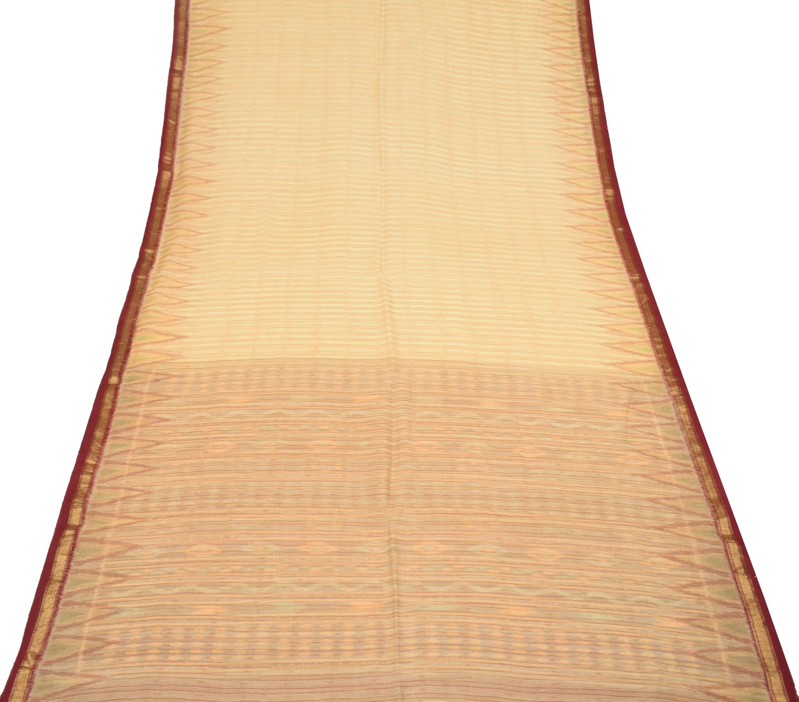 Sushila Vintage Cream Saree Pure Cotton Silk Hand Woven Ikat Patola Sari Fabric