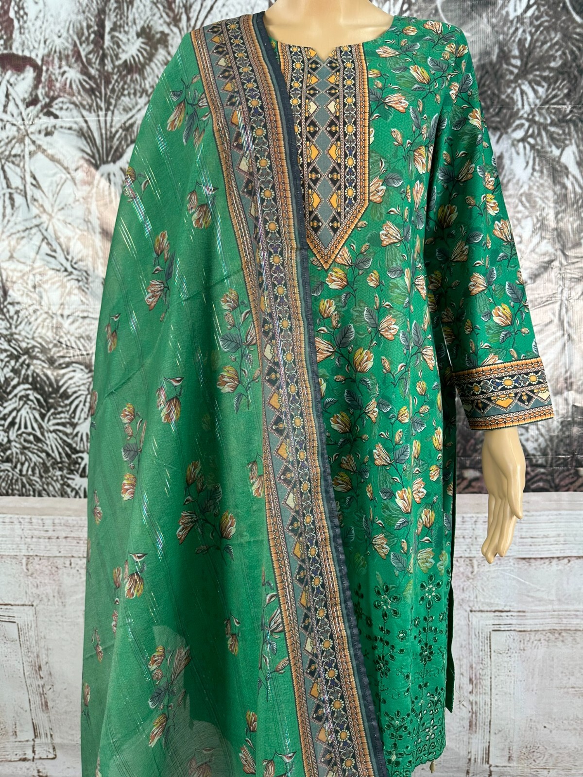 MTF GUL-E-BAHAR DIGITAL PRINTED EMBROIDERED CHIKANKARI 3 PIECE READY TO WEAR