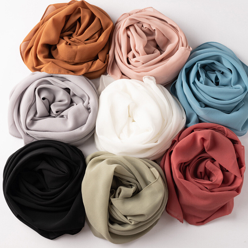 Islamic Square Scarf Women Solid Hijab Muslim Lightweight Scarves Arab Khimar