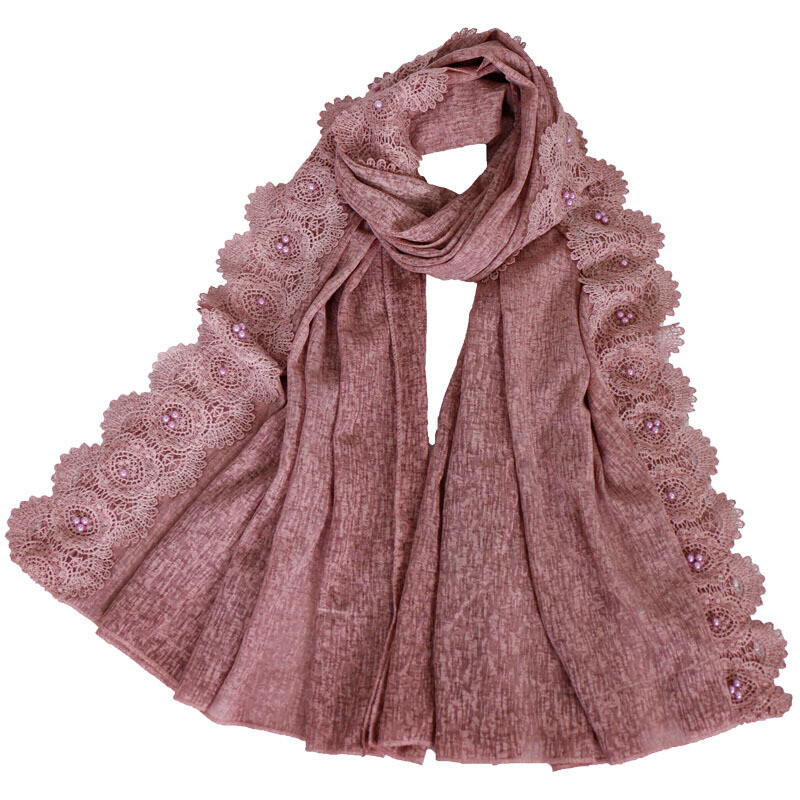 Women Muslim Hijab Plain Beads Long Scarf Shawl Wrap Islamic Scarves Head Covers