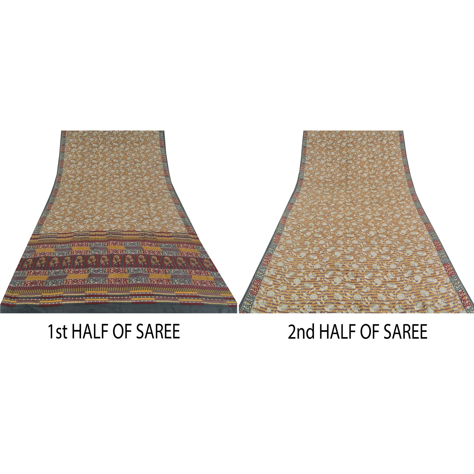 Sanskriti Vintage Multicolor Sarees Pure Crepe Silk Printed Sari Craft Fabric