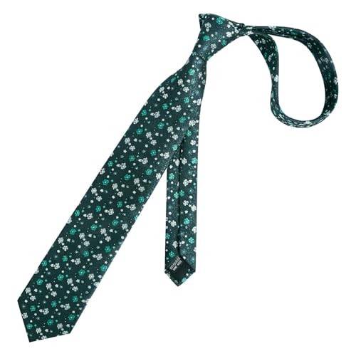 Mens 3.15inches Exquisite Floral Tie with Small Flower Printed D142-dark Green