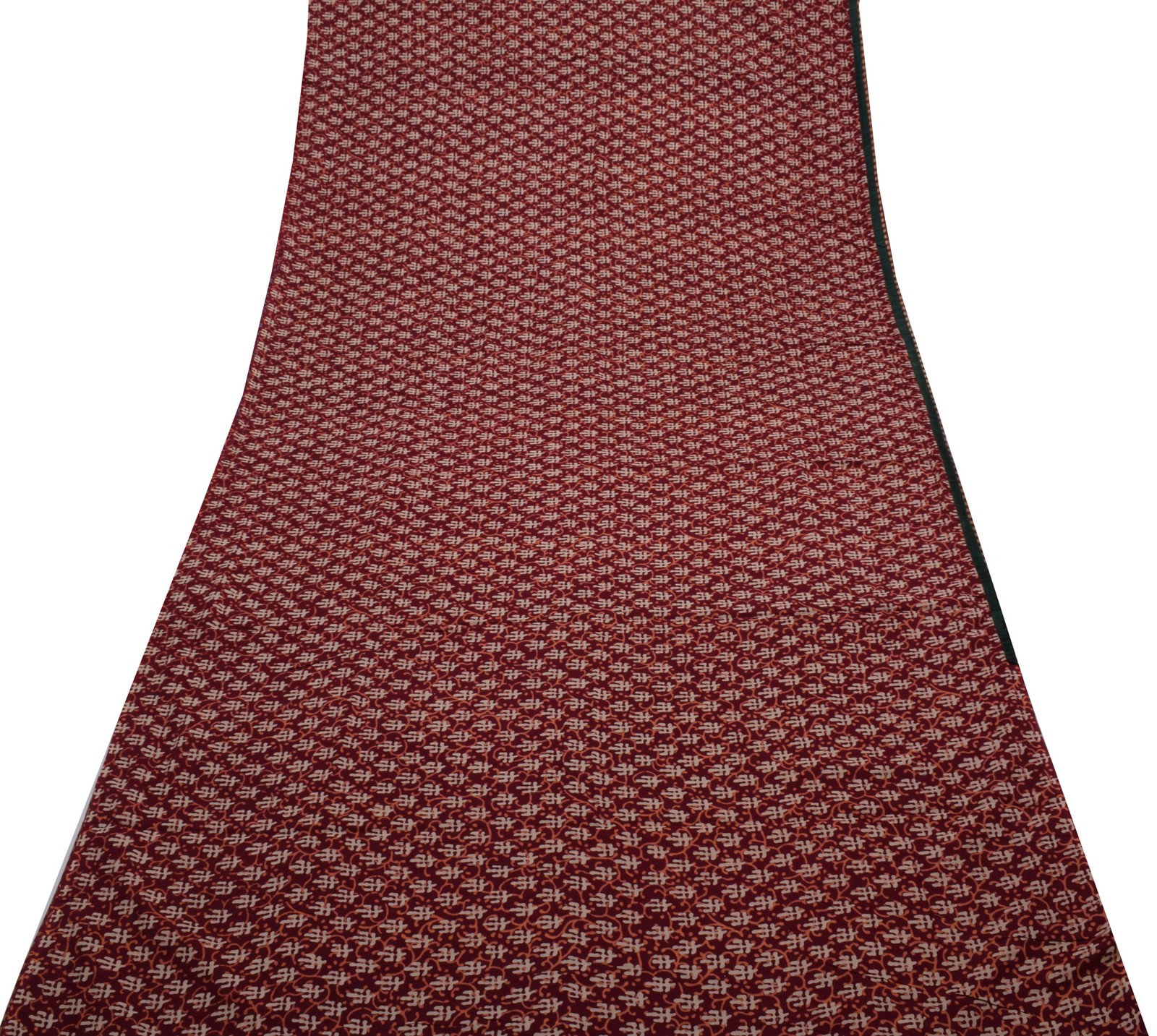 Sushila Vintage Garnet Indian Saree 100% Pure Cotton Printed Soft Craft Fabric
