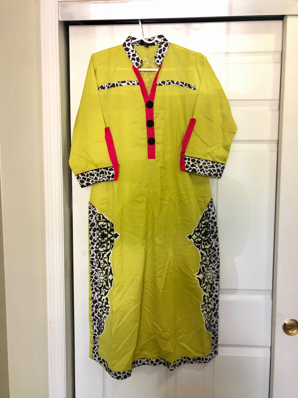 Pakistani Zahra Ahmad Bright Green Cotton Kurta with Zebra prints (Eid Sale)
