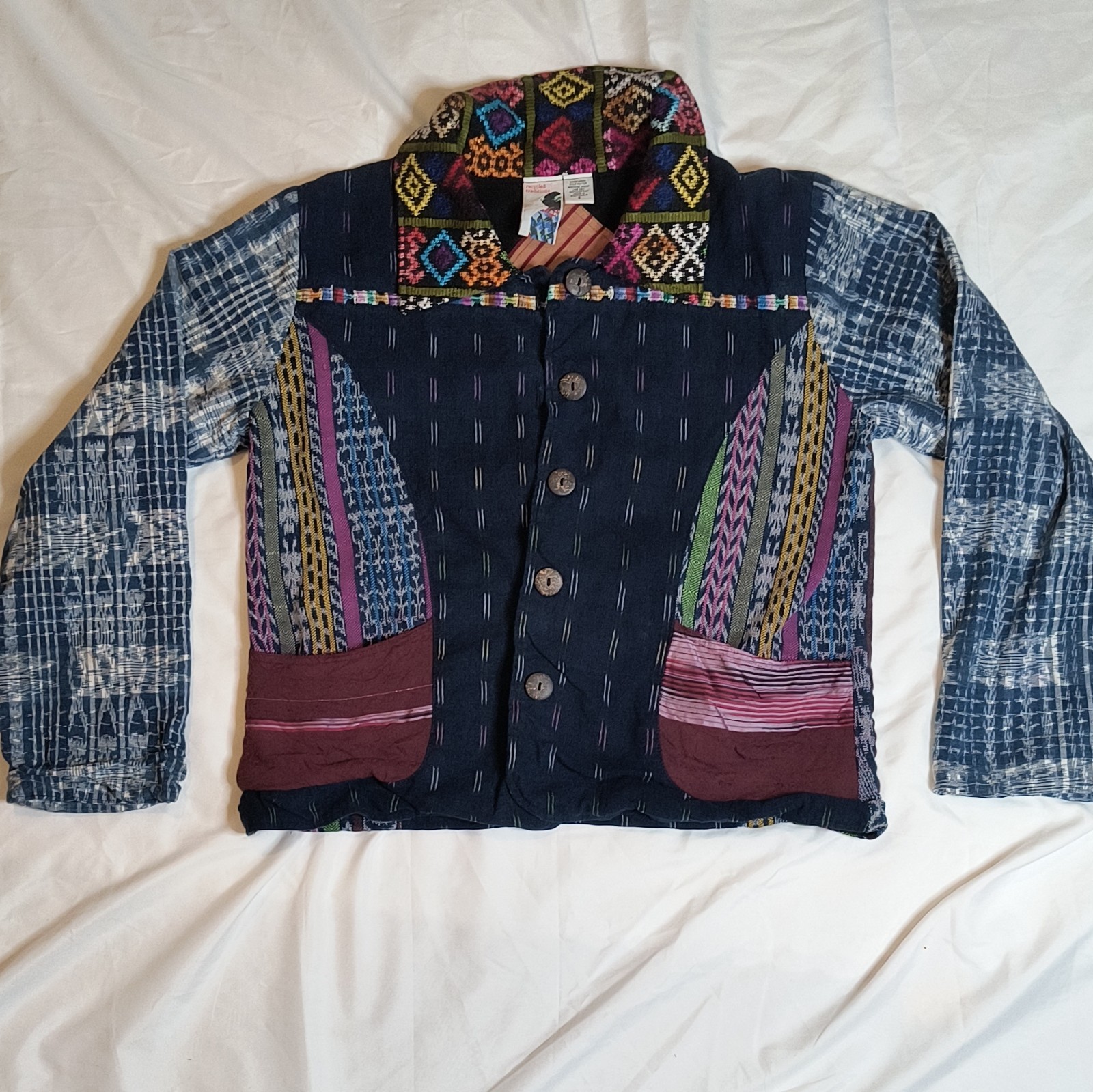 Recycled Traditions Women’s Cotton Woven Button Front Jacket Multicolor Small