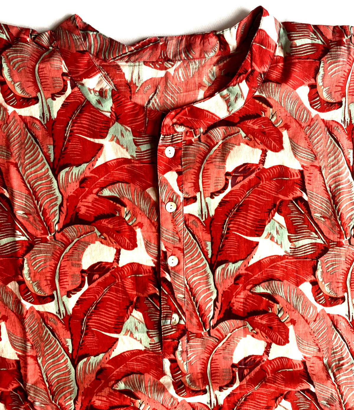 Kaftan Red Banana Leaf Blanche Devereaux Women’s Men’s Unisex New Cotton Light