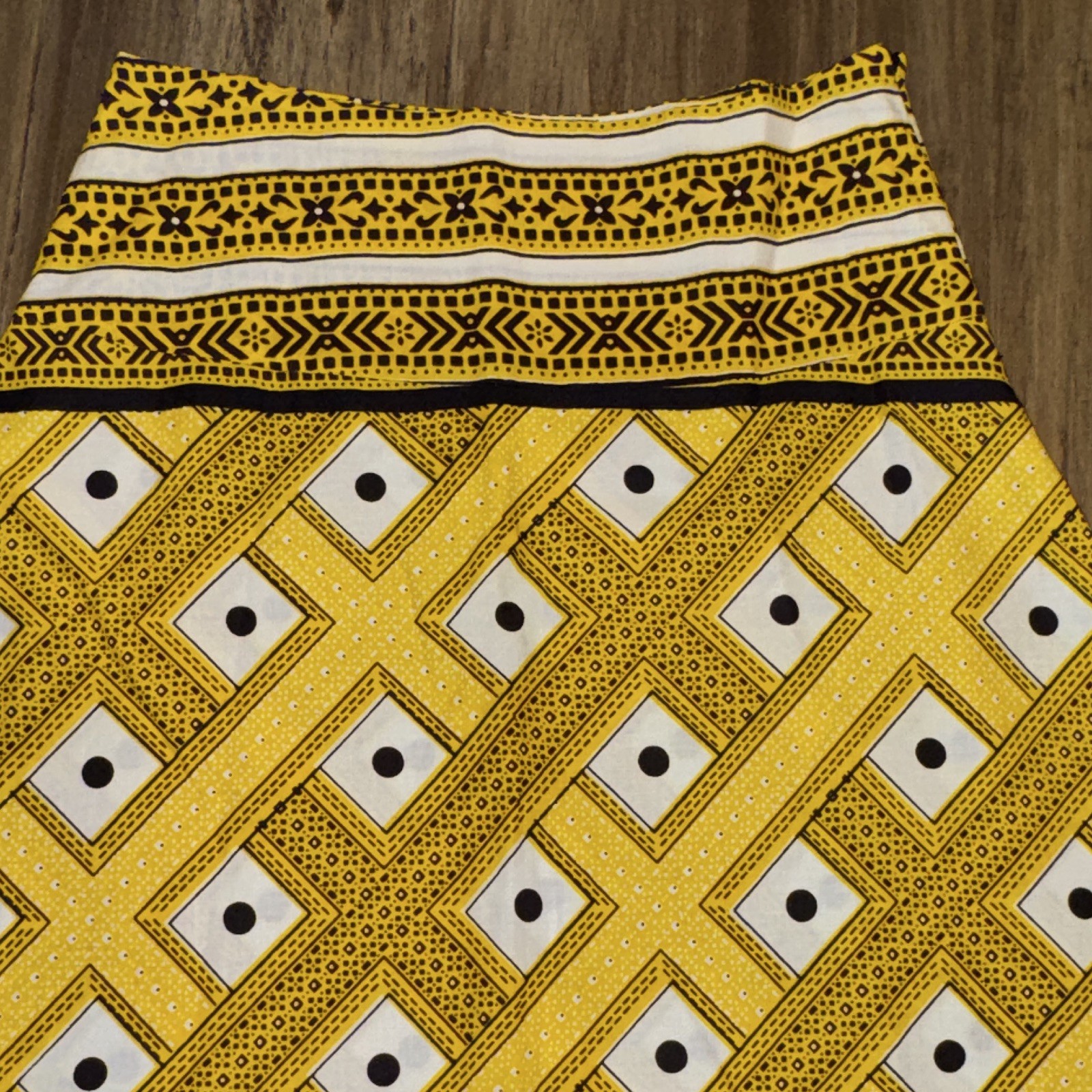 Kenya Anga collection Yellow Cotton Woven Kanga Wrap Skirt Women’s Size 6/8
