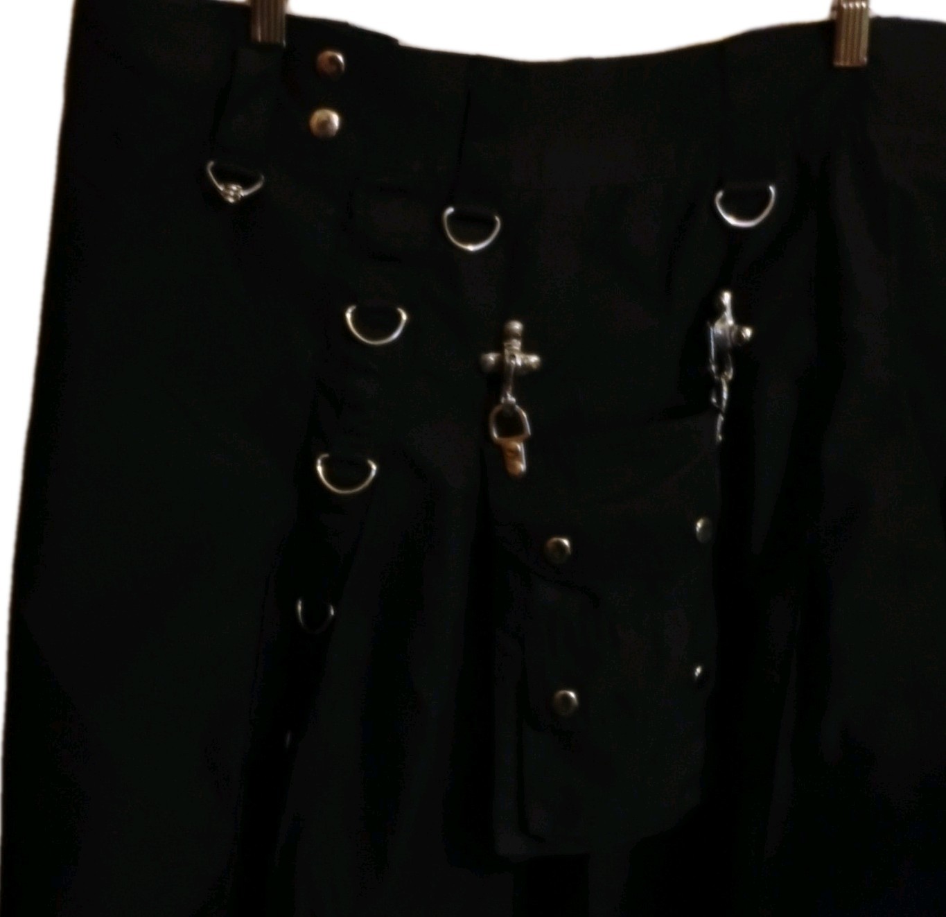 Scottish Unique Shop Grand Gothic Utility Kilt Black Cotton Men Size 42 Accents