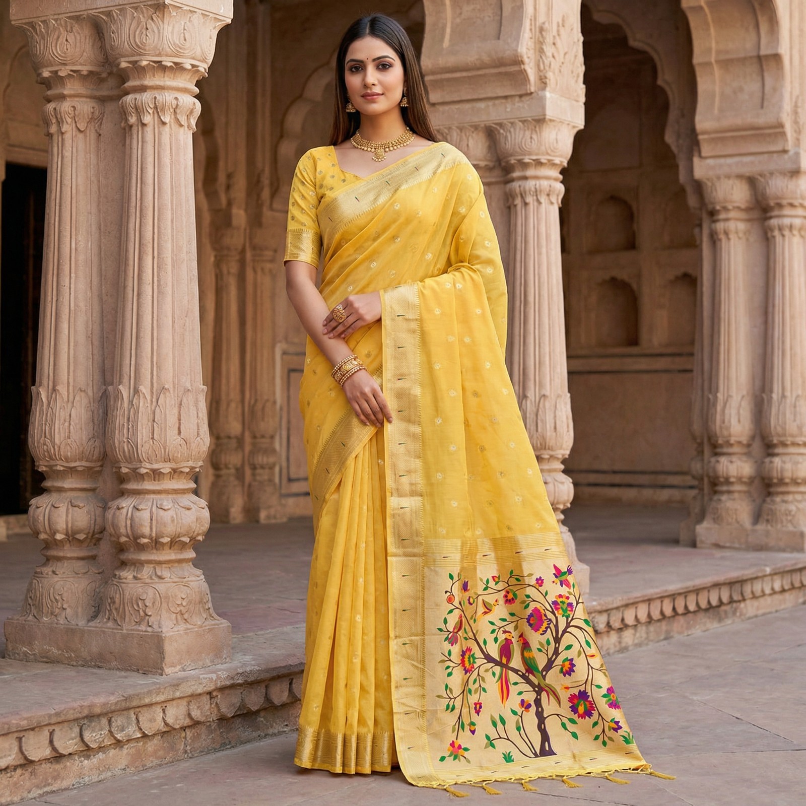 Traditional Wear Heavy Organza Silk Saree With Blouse For Women & Girls