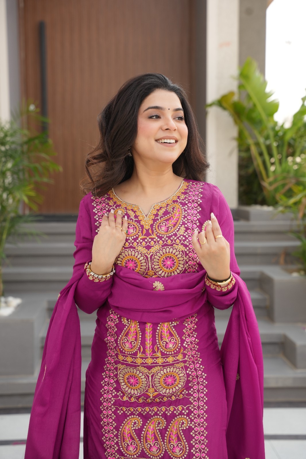 Pakistani Concept Georgette Palazzo Suit Heavy Embroidery Readymade Dress