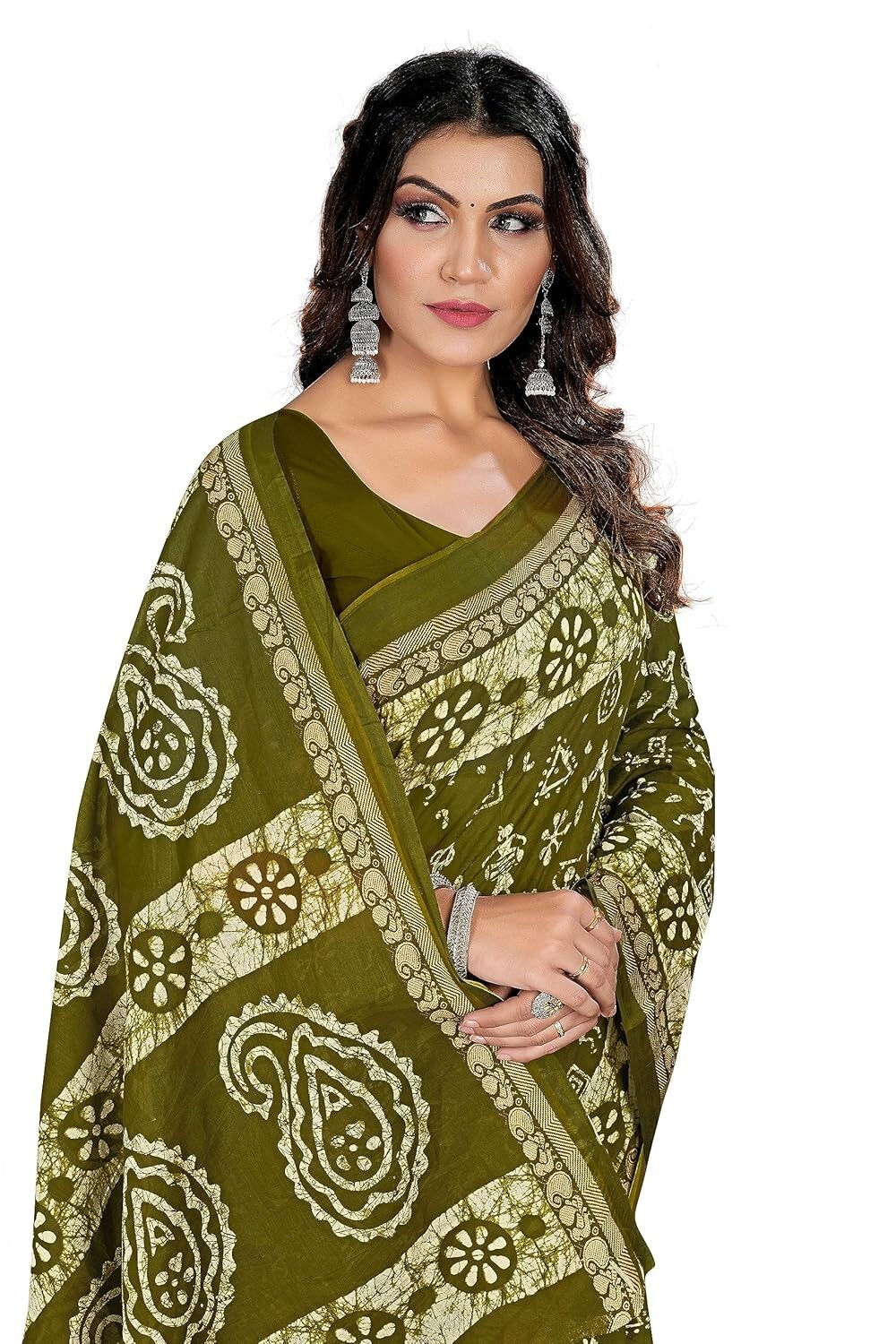 Women’s Plain Weave Pure Cotton Saree Without Blouse Piece