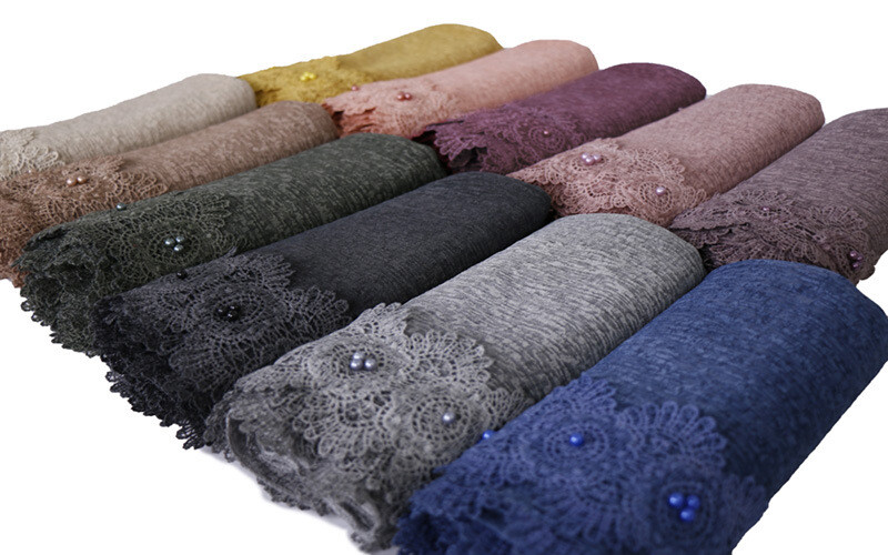 Women Muslim Hijab Plain Beads Long Scarf Shawl Wrap Islamic Scarves Head Covers