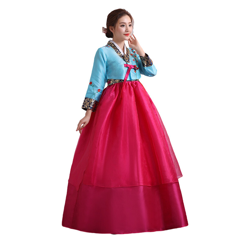 Korean Traditional Costume Women Hanbok Dress Set Performance Dance Clothing.