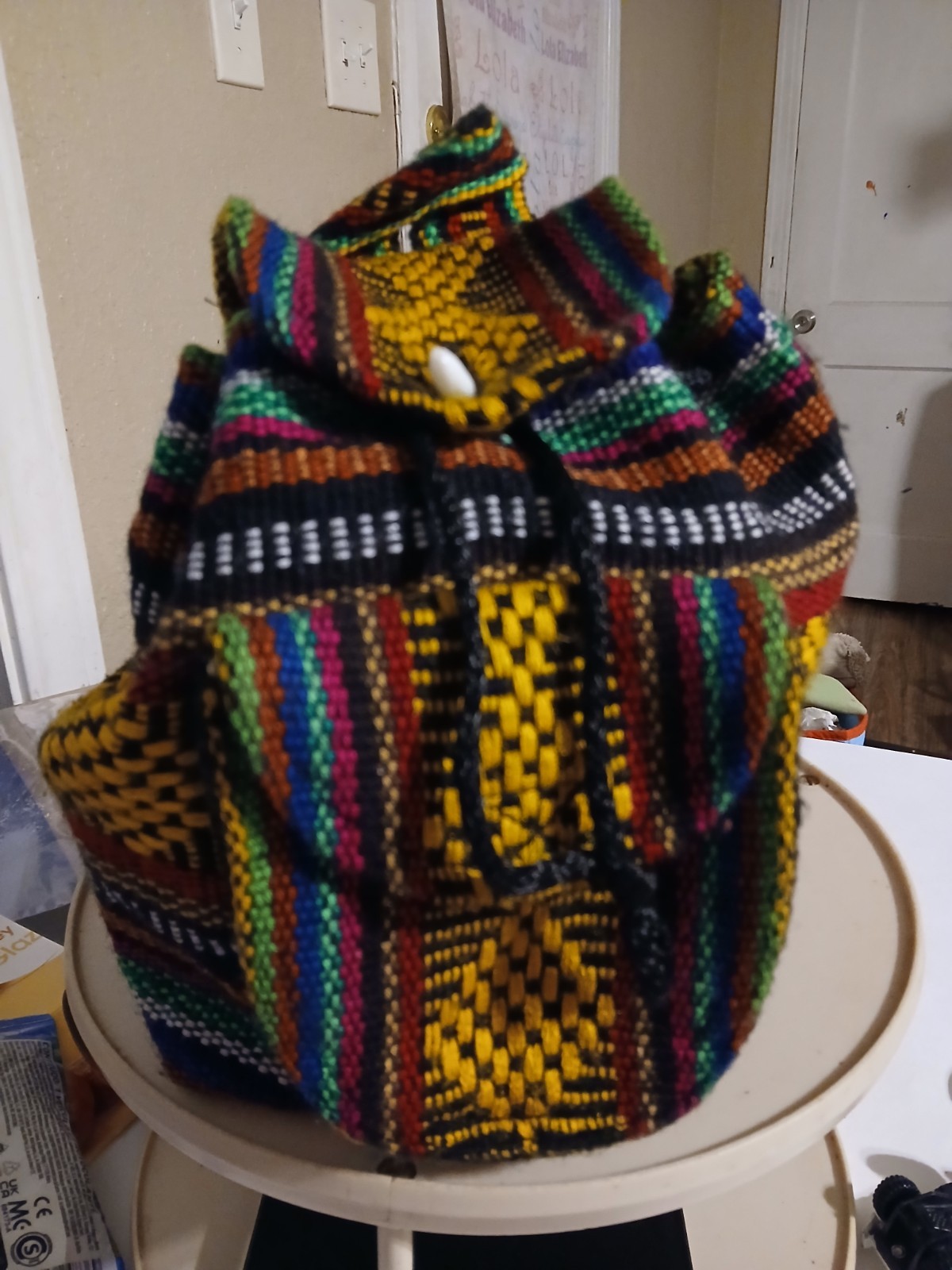 BACKPACK Mini Size , HIPPIE GEAR , MEXICAN MADE , AUTHENTIC PINZON , YELLOW MIX