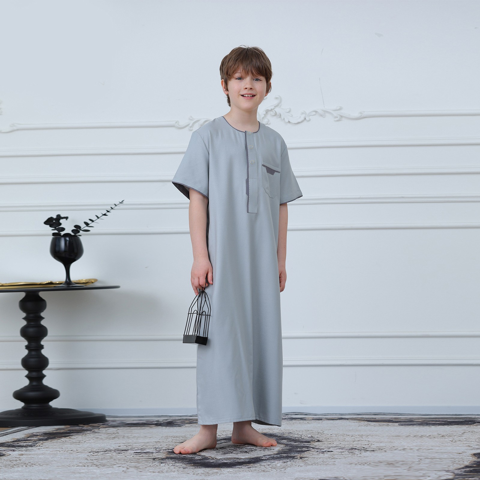 Boys Thoub Thobe Jubba Saudi Muslim Kids Kaftan Dishdasha Long Dress Islam Child