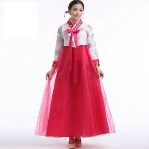 Women Korean Traditional Hanbok Gown National Dance Costume Dress 3Colors Long
