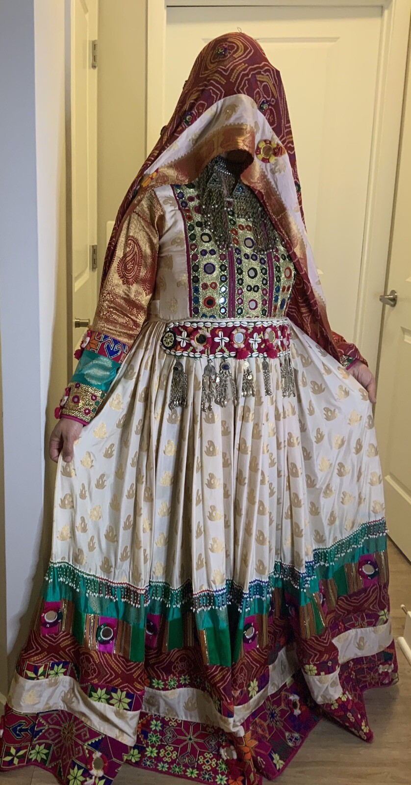 Afghan banaras silk Handmade Embroidered Dress set – Afghani Traditional dress
