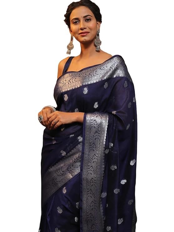 Women’s Kanjivaram Soft Pure Silk Banarasi Sarees With Blouse Piece
