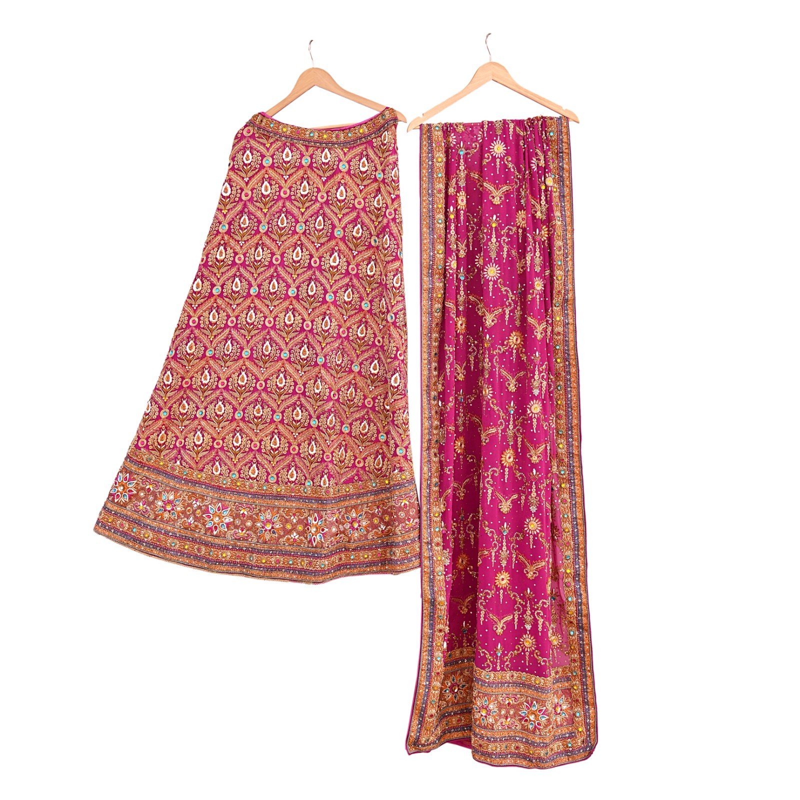 Indian Wedding Red Net/Satin Silk Hand Embroidered Designer Lehenga 3pcs set