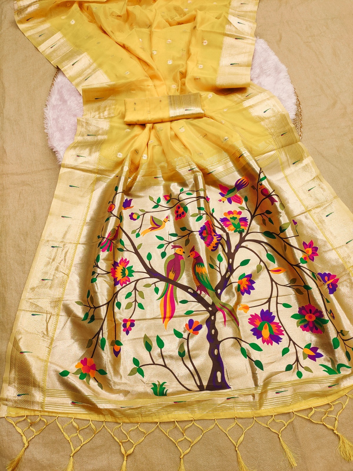 Traditional Wear Heavy Organza Silk Saree With Blouse For Women & Girls