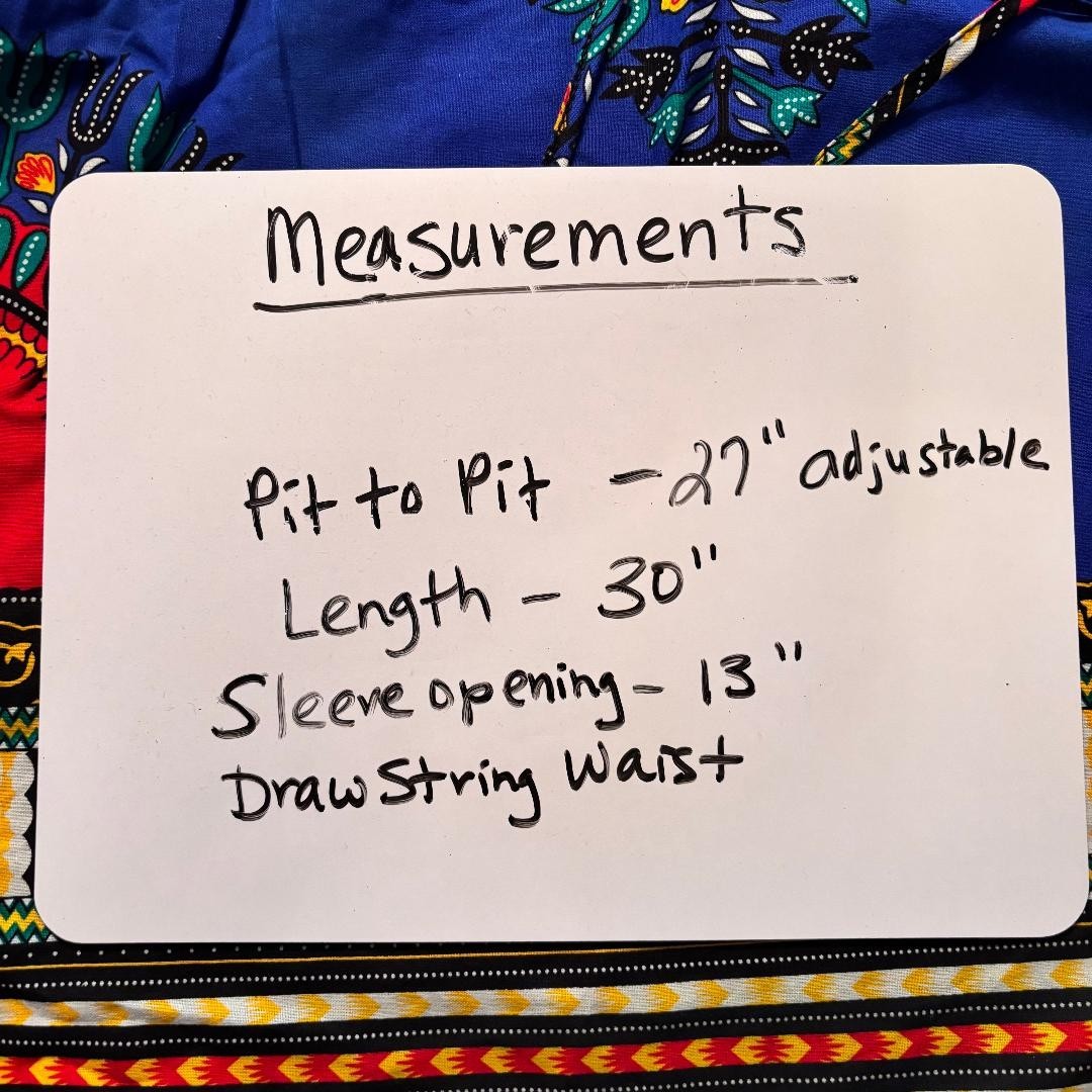 NF Dashiki African Shirt One Size Drawstring Adjustable Waist