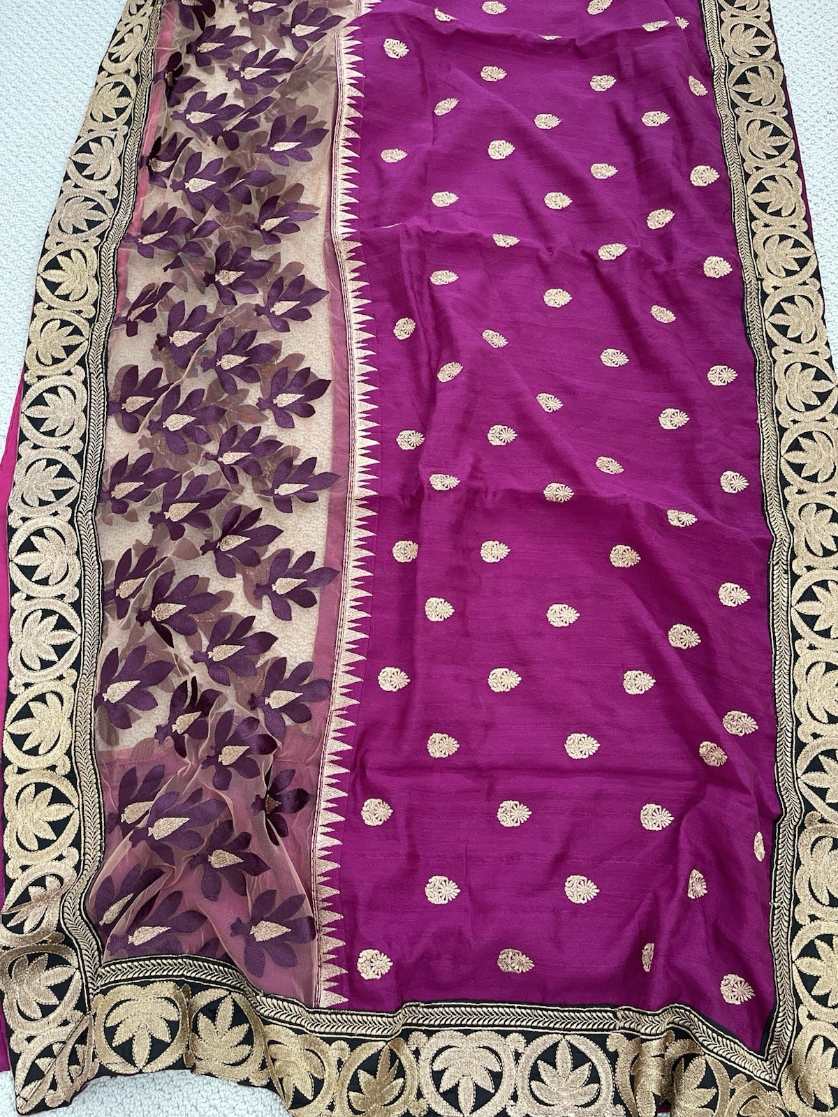 Gorgeous Tussar Cotton With Embroidery And Designer Net Border