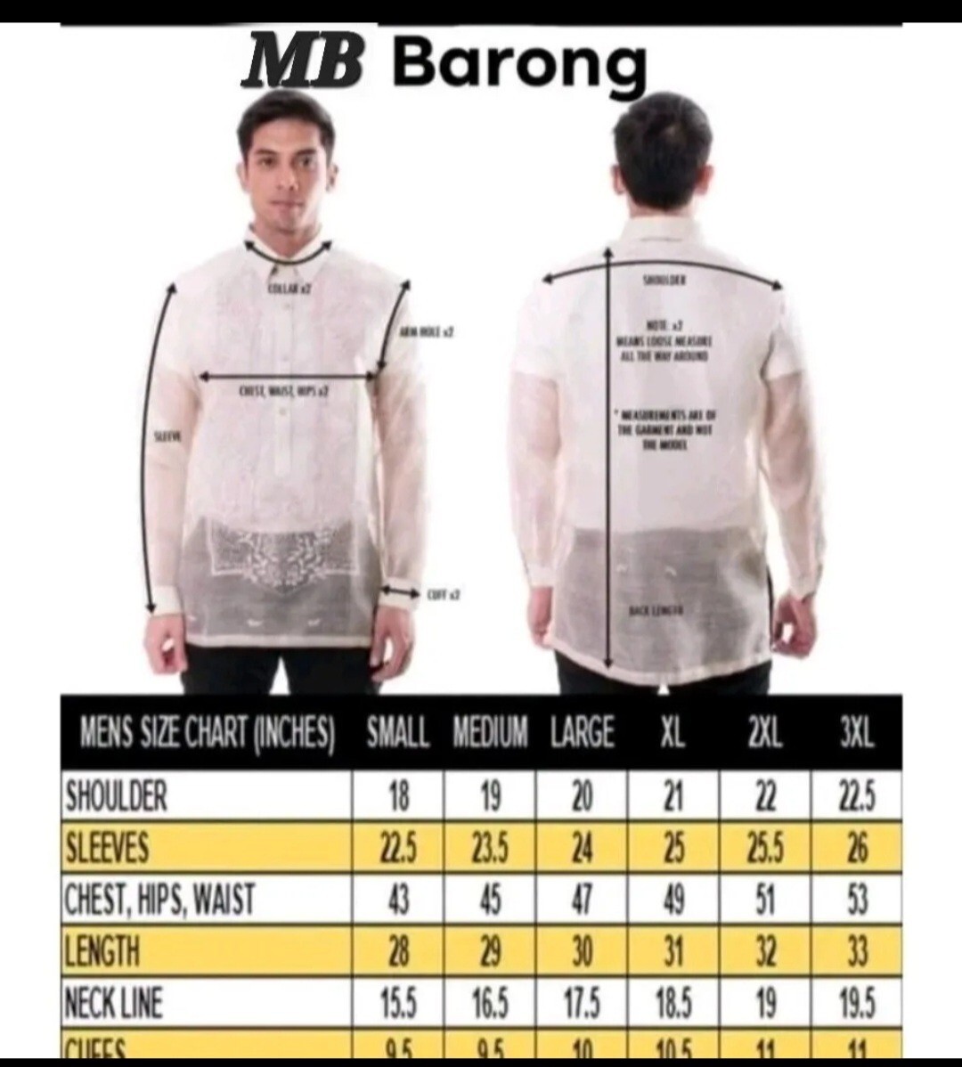 Barong Tagalog For Men (2XL) Off White