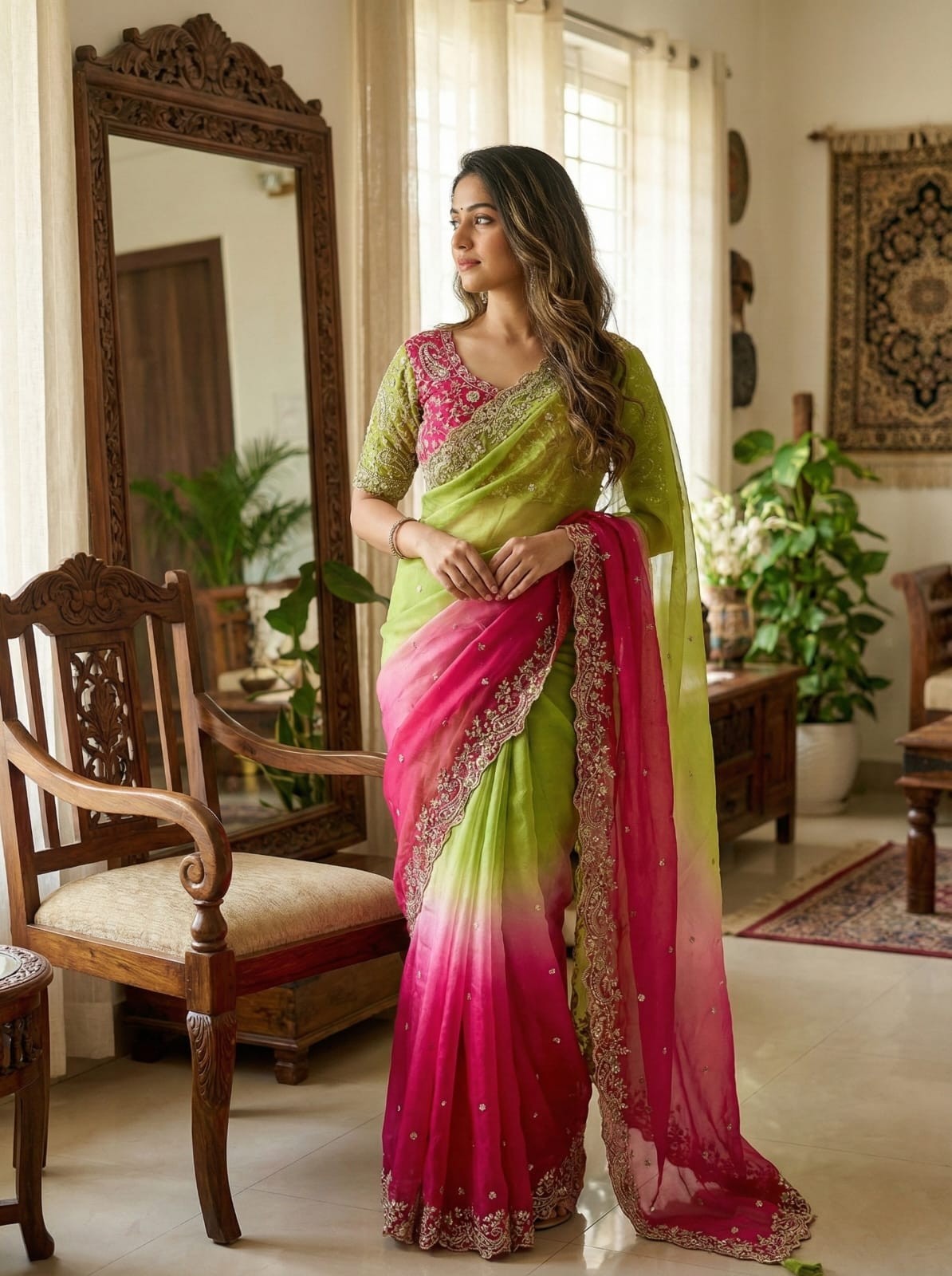 Ready to Wear Fendy Satin Saree with Heavy Sequin Embroidery | Designer Border &