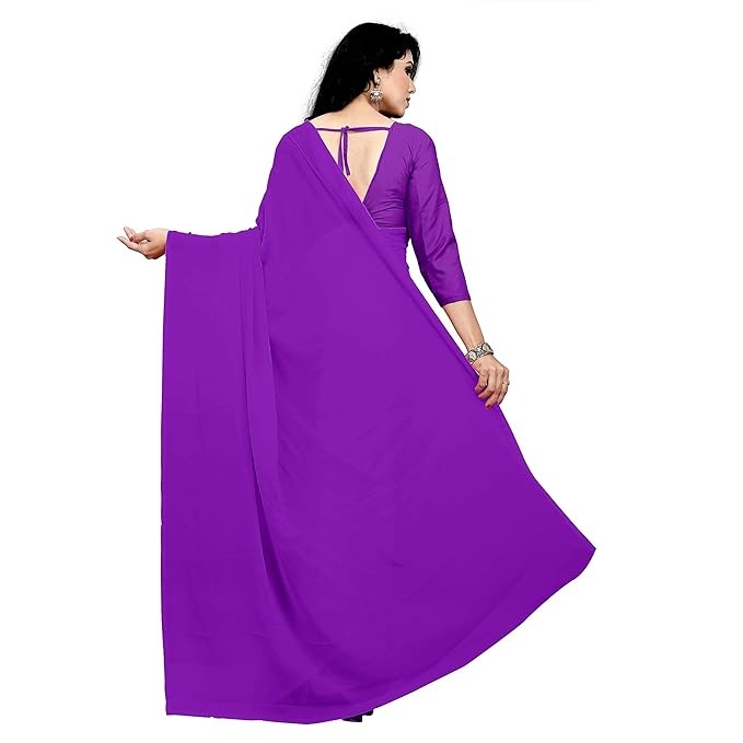 Sidhidata Women’s Georgette Saree With Unstitched Blouse Piece purple Pack Of 1
