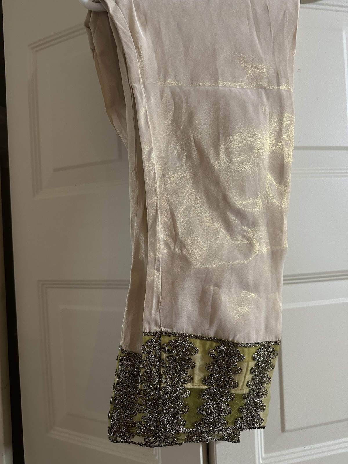 Green Heavy Embodied Work On Net A Line Frock Kameez Trouser Large