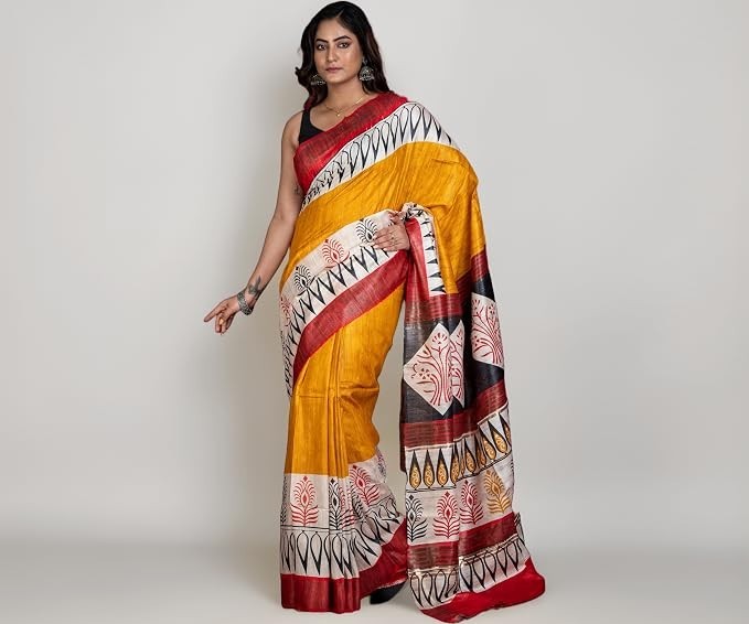 Pure Gicha Tussar Silk Saree with Blouse Piece – Ethnic Wear for Wedding