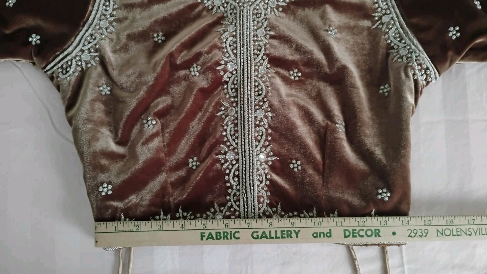 Indian Velvet Silk Embroidered Choli Blouse Handcrafted Brown Bridal/Festive New