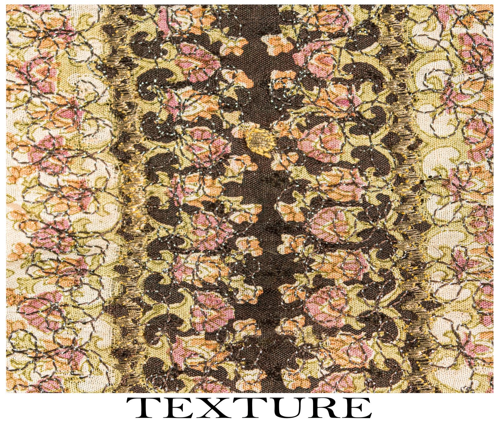 Sanskriti Vintage Brown Saree Pure Silk Kantha Embroidered Floral Print Sari 5Yd