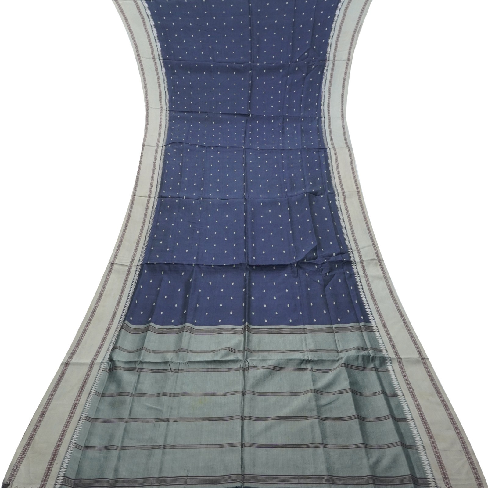 Vintage Navy Blue Sarees 100% Pure Silk Handwoven South Indian Sari 5YD Fabric