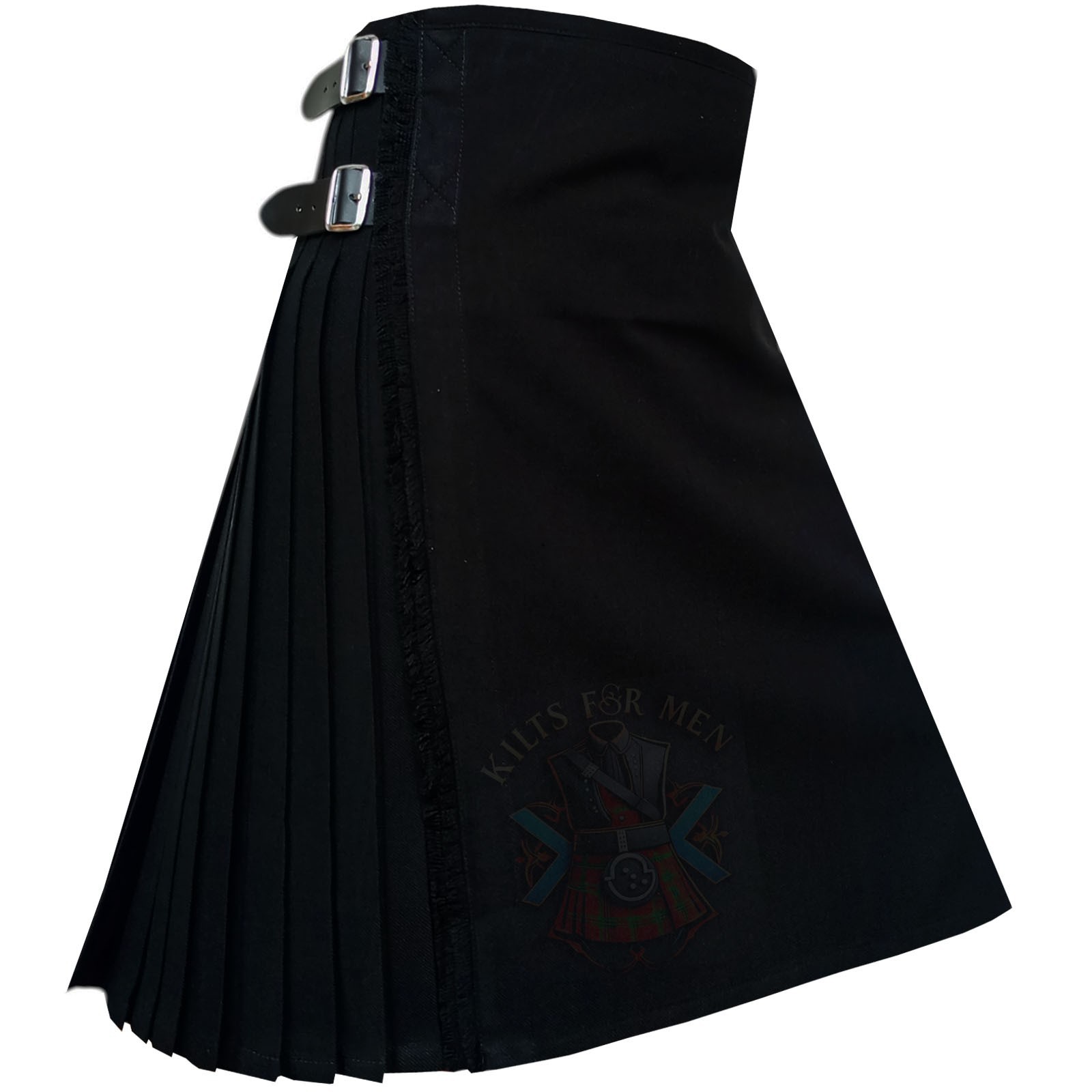 Clan Solid Black Tartan Kilt for Men – Traditional 8 Yard Scottish Highland Kilt