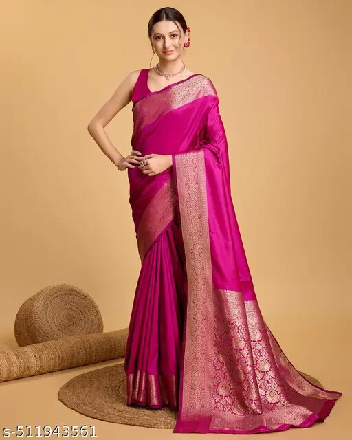 Tranding Fancy Kanjivaram Banarasi Silk Jacquard Saree With Blouse Piece