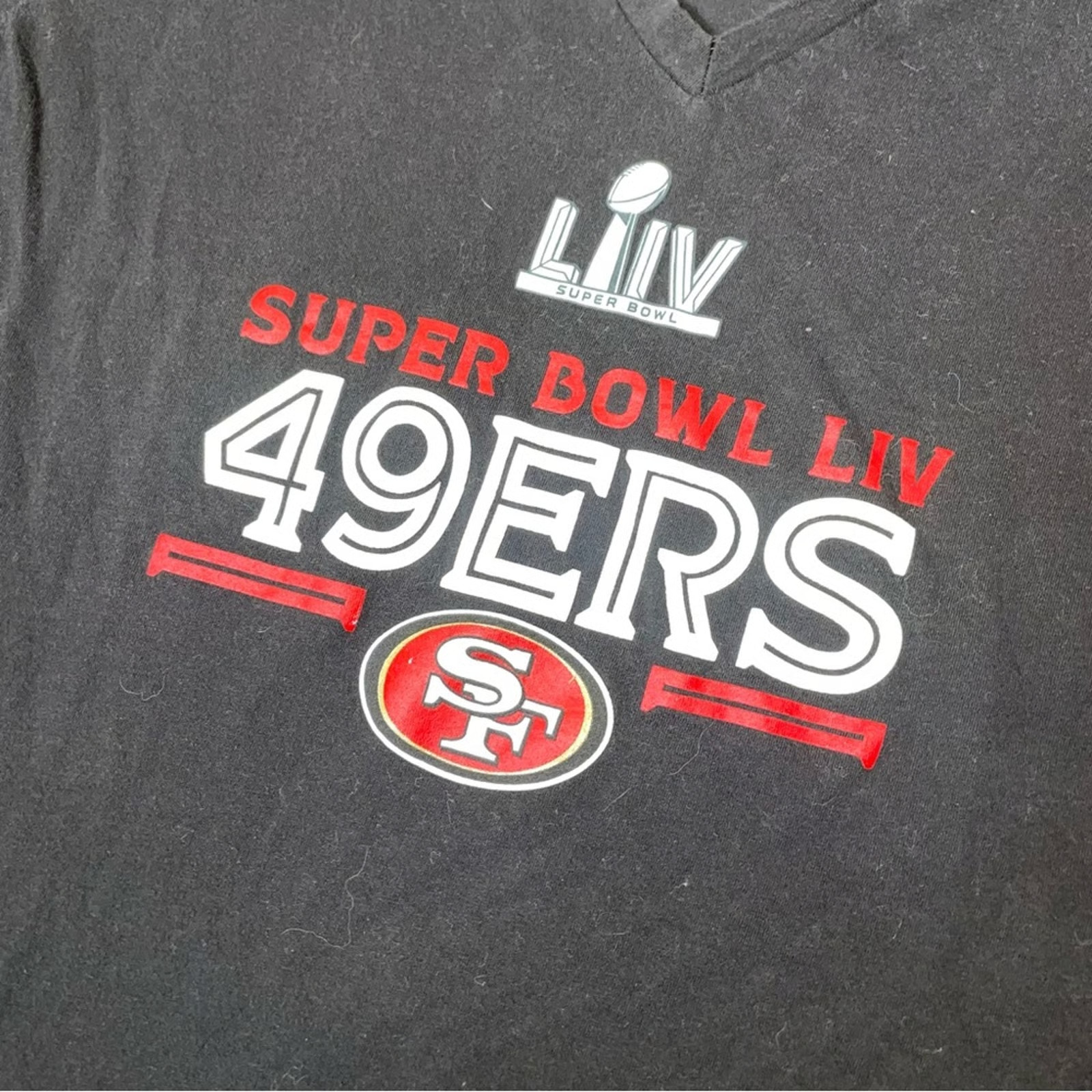 49’ers women’s long sleeve Tee T-shirt black/red NFL football Super Bowl SZ SM